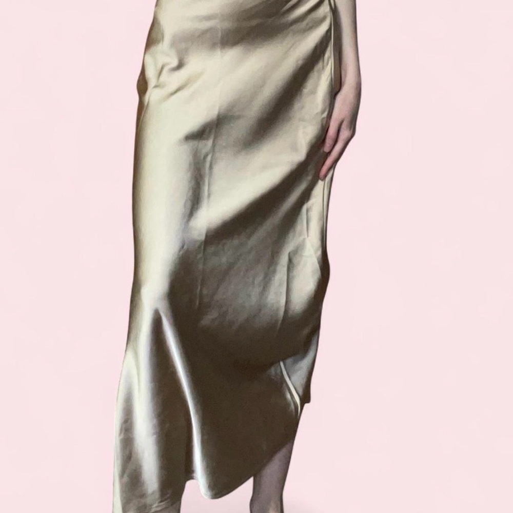 Old Navy shiny beige silk maxi skirt